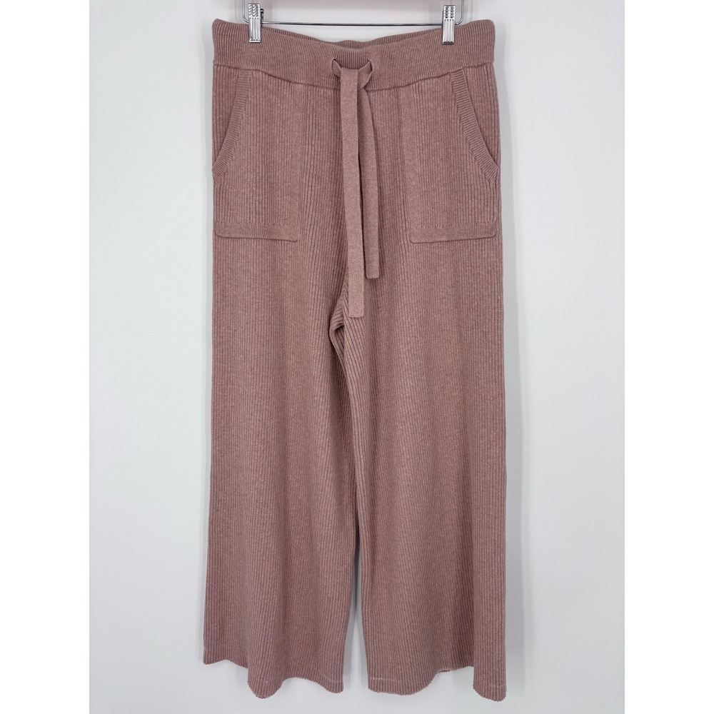 Haven Well Within Cotton Cashmere Ribbed Wide Leg Pants Womens L Organic Pink